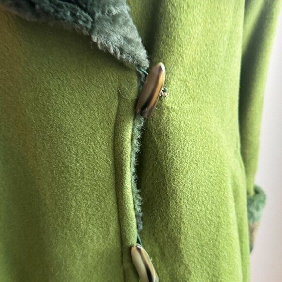 Lace by Nelly Anne Green Wool Faux Fur Fitted Waist A line Coat XXL - Picture 6 of 12